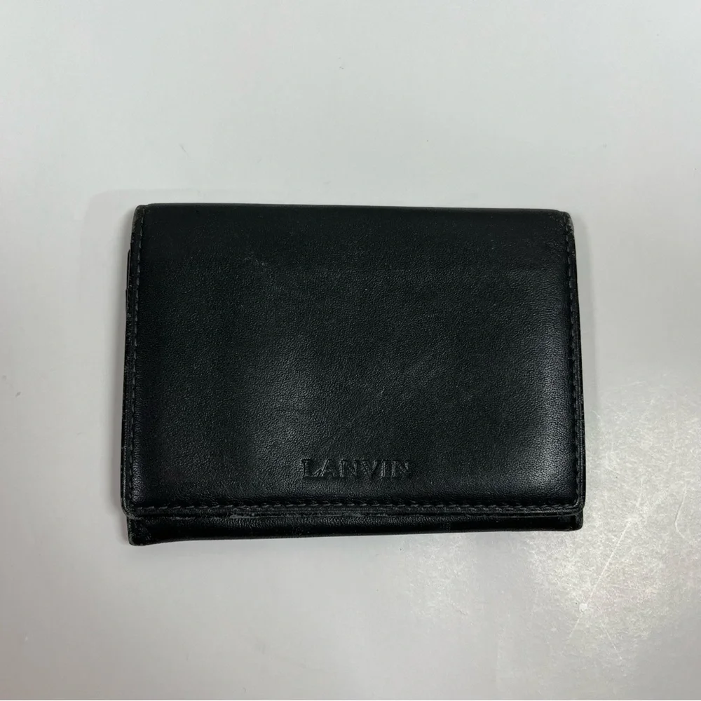 Lanvin Wallet Credit Card Black Bi-Fold Money Holder Leather Mens Billfold